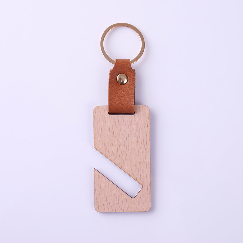 Wholesale Blank DIY Wood Sign Leather Wooden Keychain